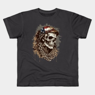 USA Military Veteran American Patriotic Skull Kids T-Shirt